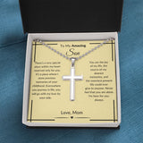 To My Amazing Son- Stainless Cross Necklace with Ball Chain