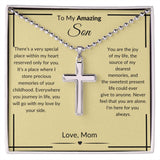 To My Amazing Son- Stainless Cross Necklace with Ball Chain