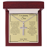 To My Amazing Son- Stainless Cross Necklace with Ball Chain