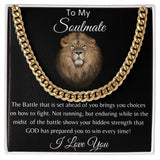 To My Soulmate Lion Hearted Cuban Link Necklace