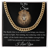 To My Son Lion Hearted Cuban Link Necklace