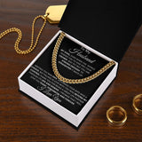 To My Husband " My King" Cuban Necklace