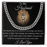 To My Husband Lion Hearted Cuban Necklace