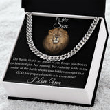 To My Son Lion Hearted Cuban Link Necklace
