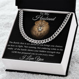 To My Husband Lion Hearted Cuban Necklace