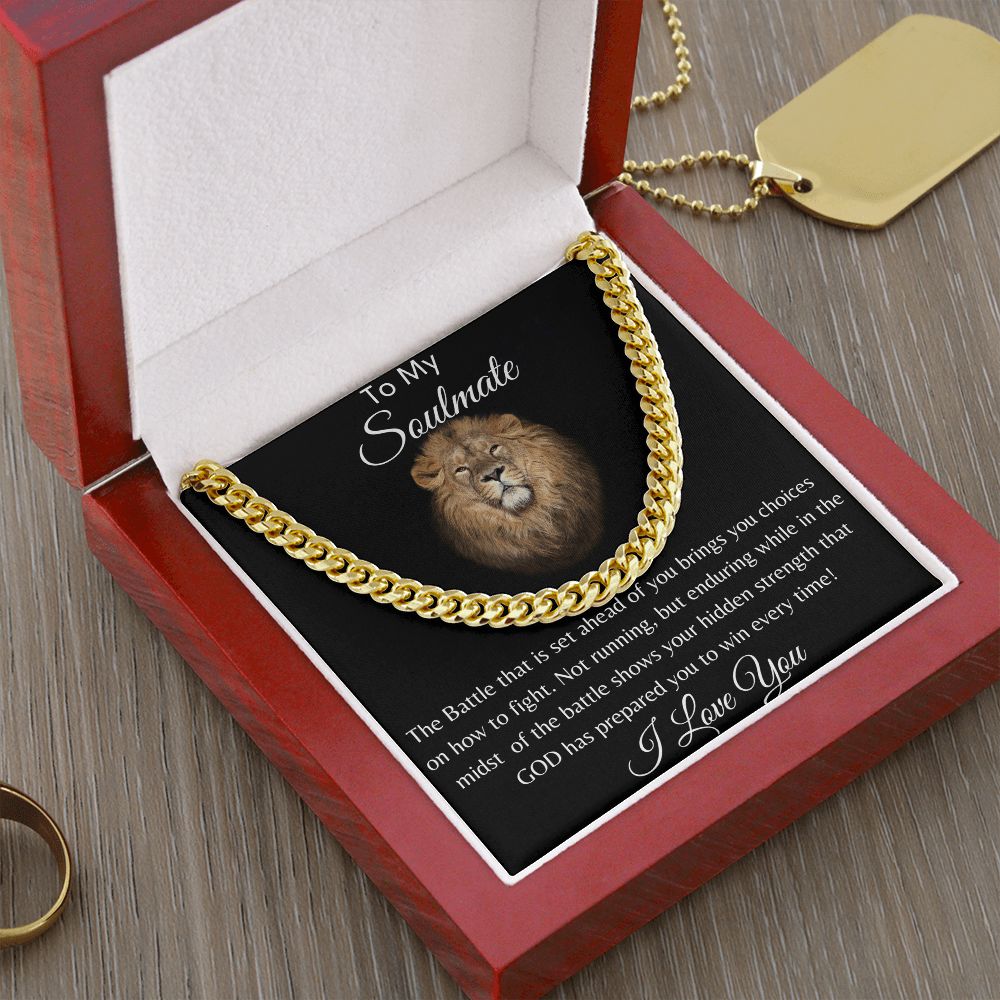 To My Soulmate Lion Hearted Cuban Link Necklace