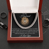 To My Husband Lion Hearted Cuban Necklace