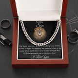 To My Son Lion Hearted Cuban Link Necklace