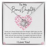 To My Bonus Daughter "Family isn't always Blood" Love Knot Necklace