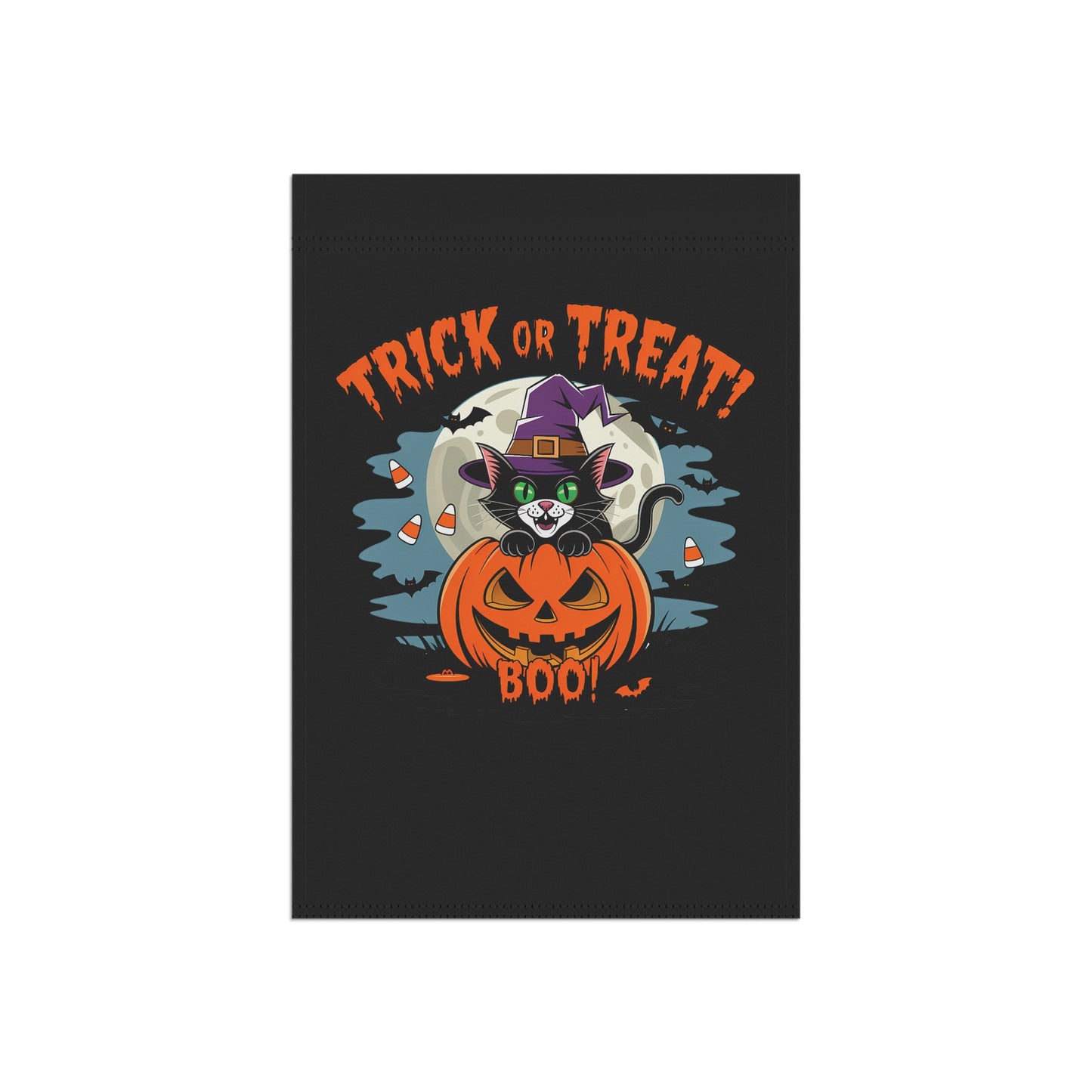 Cat & Pumpkin BOO Halloween Garden Flag