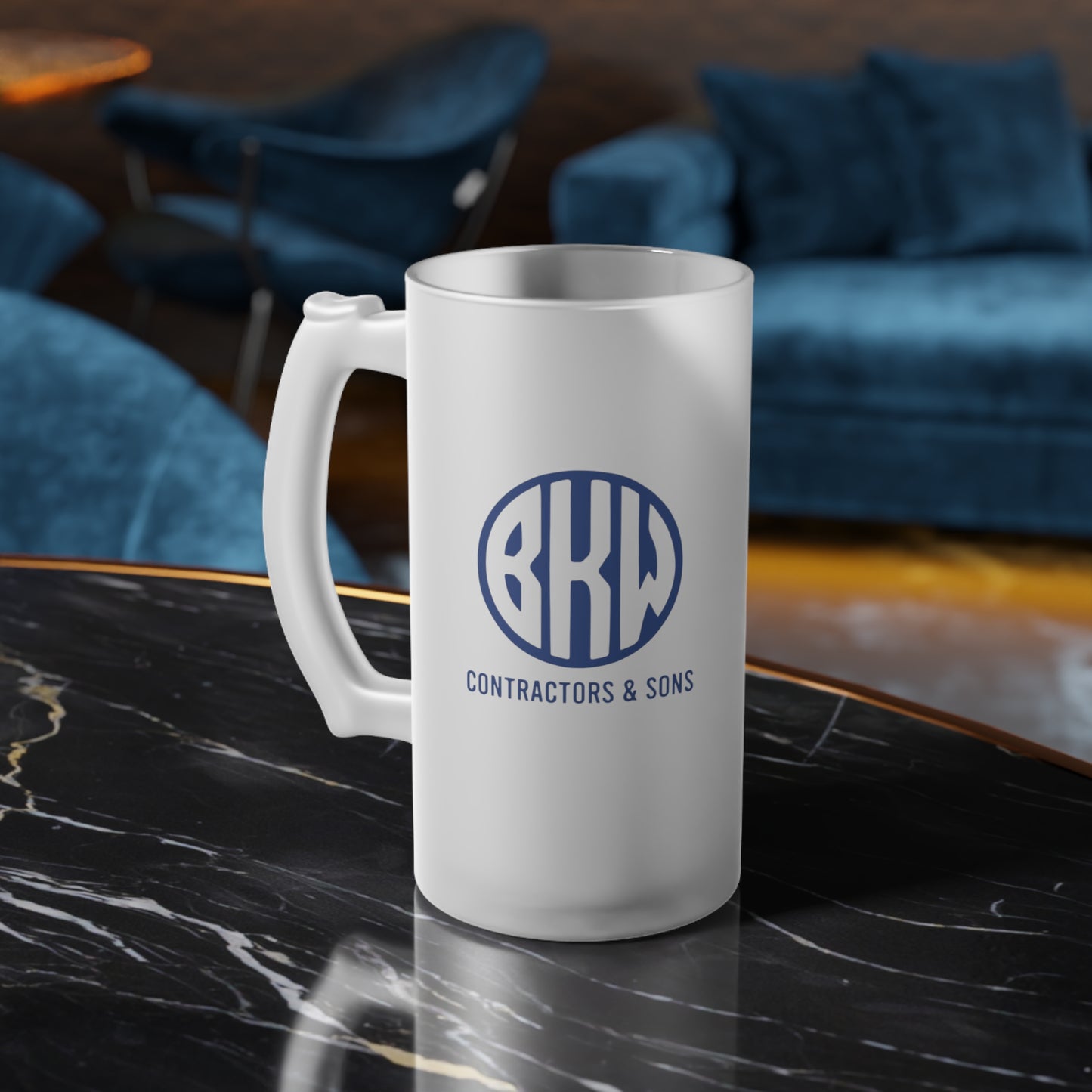 (Add Your Logo)  BKW Frosted Glass Beer Mug Final