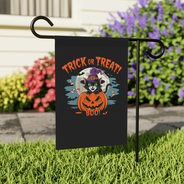 Cat & Pumpkin BOO Halloween Garden Flag