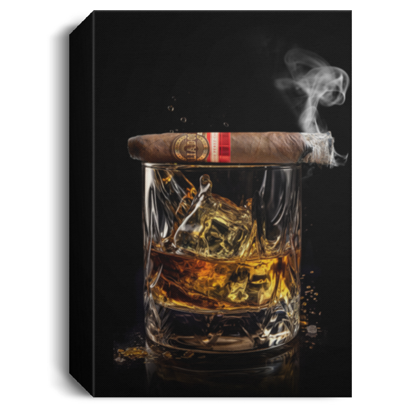 Whiskey and Cigar Canvas Wall Art | Home Decor for Bar, Man Cave