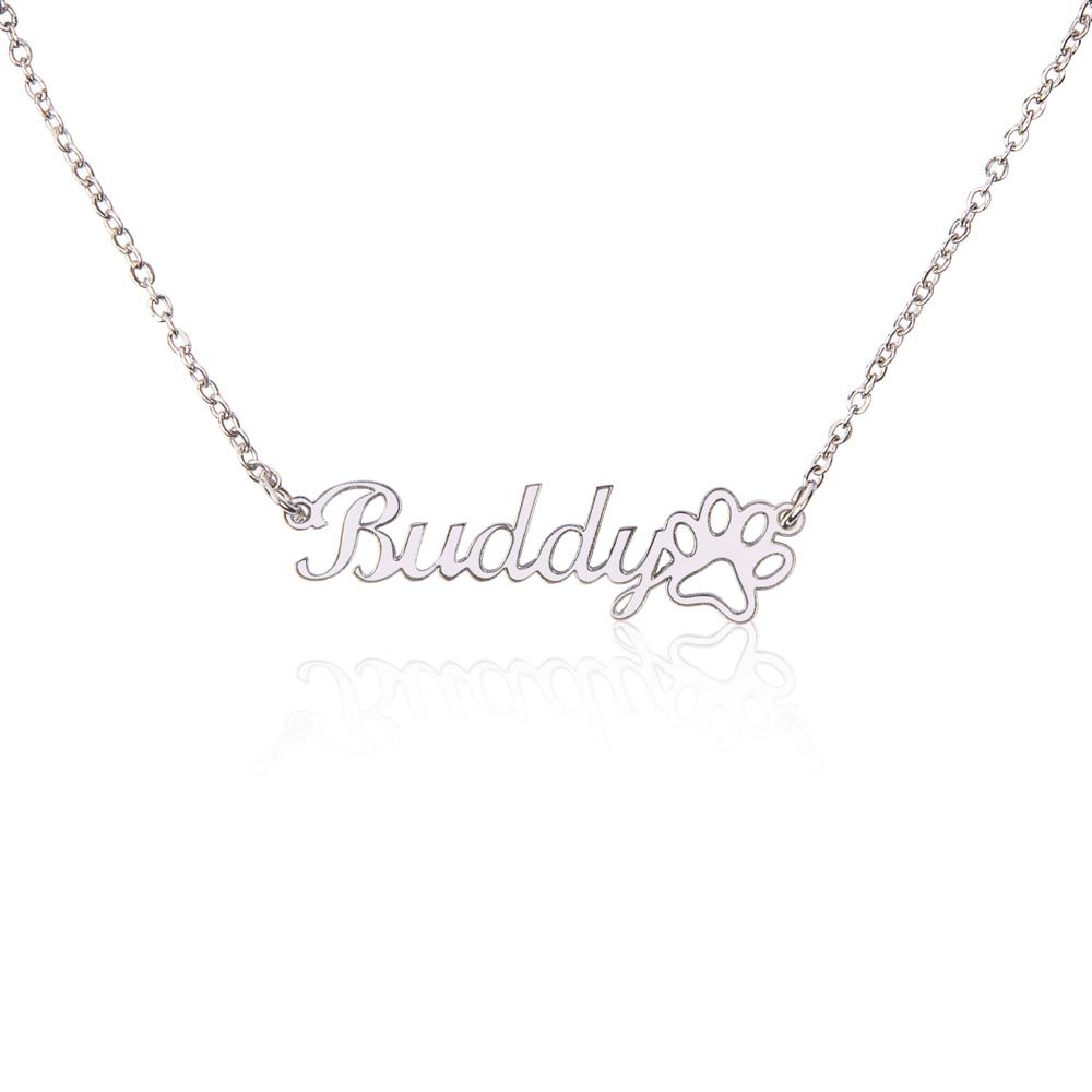 Name Necklace + Paw Print | Name Necklace