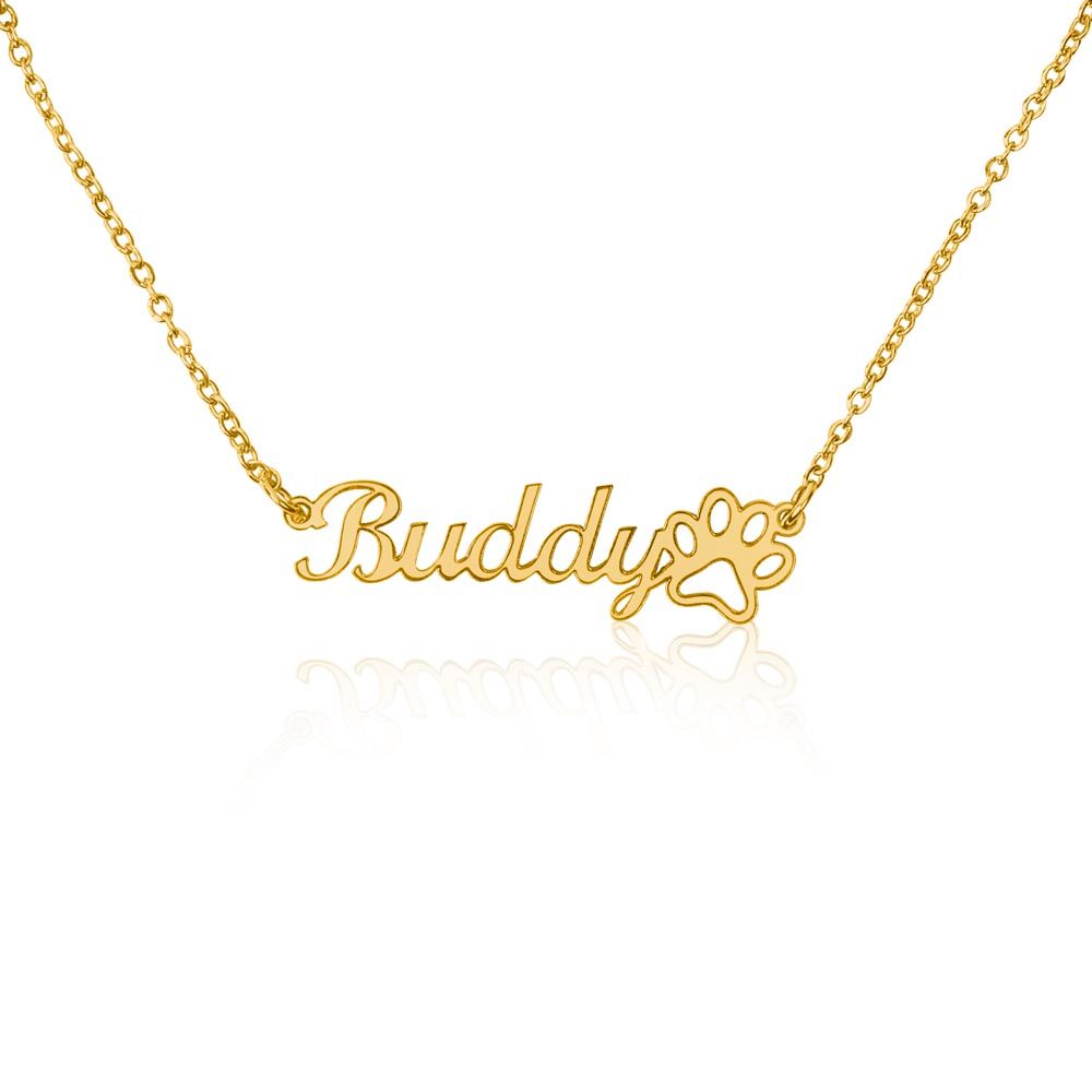 Name Necklace + Paw Print | Name Necklace