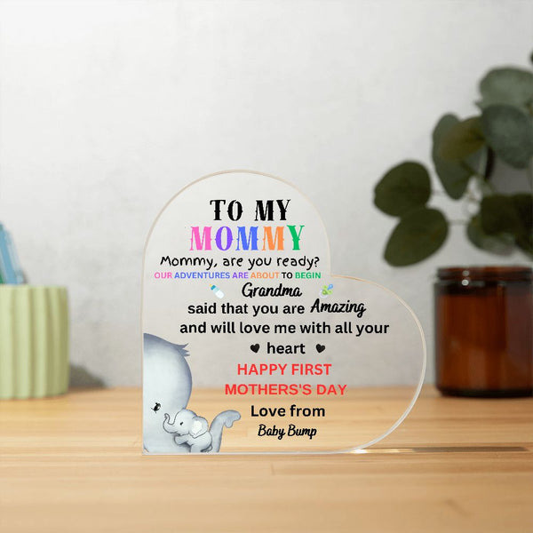 To My Mommy From Baby Bump | Heart Acrylic Plaque