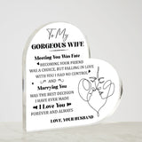 To My Gorgeous Wife | Heart Acrylic Plaque