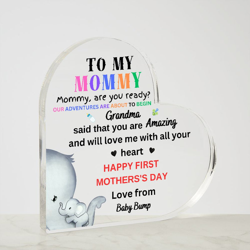 To My Mommy From Baby Bump | Heart Acrylic Plaque