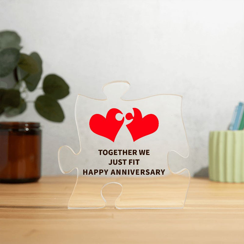 Together We Just Fit Happy Anniversary | Puzzle Acrylic Plaque