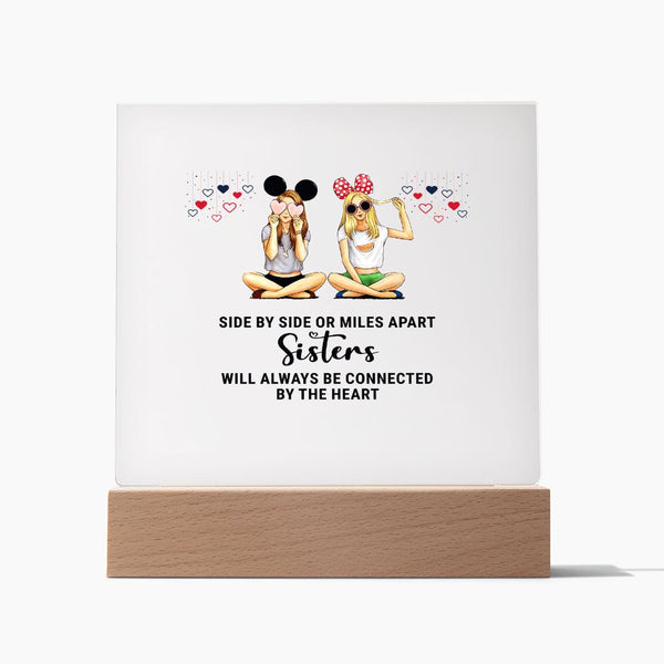 Side By Side or Miles Apart Sisters | Square Acrylic Plaque