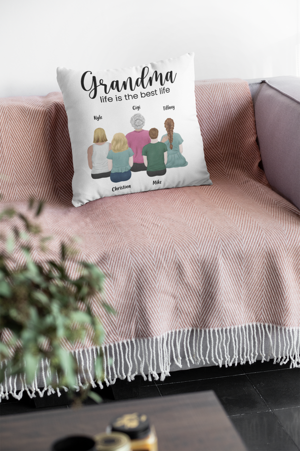 Custom Grandma's Life Is The Best Life | Medium Square Pillow, Birthdays, Housewarming Gift, Mother's Day