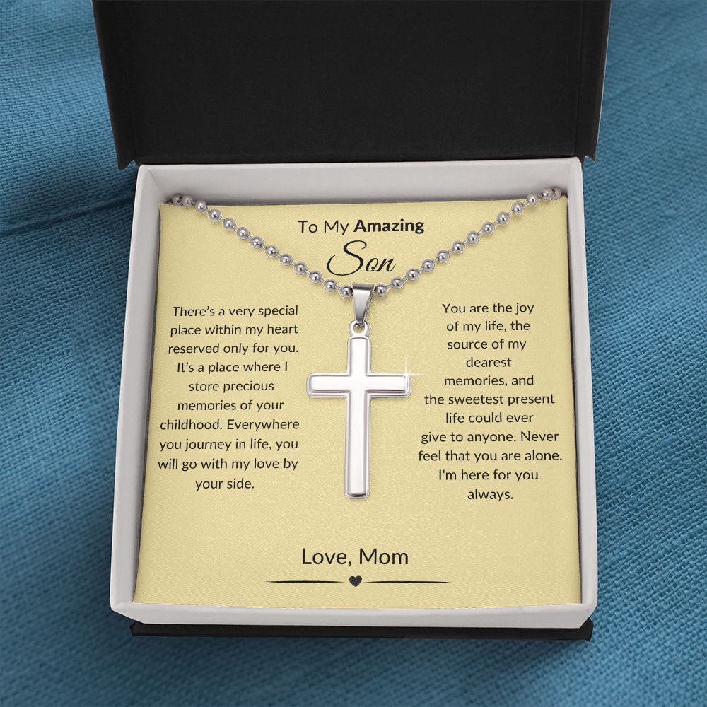 To My Amazing Son - Cross necklace with ball chain