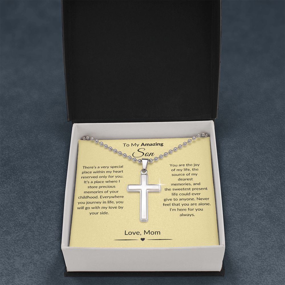 To My Amazing Son - Cross necklace with ball chain