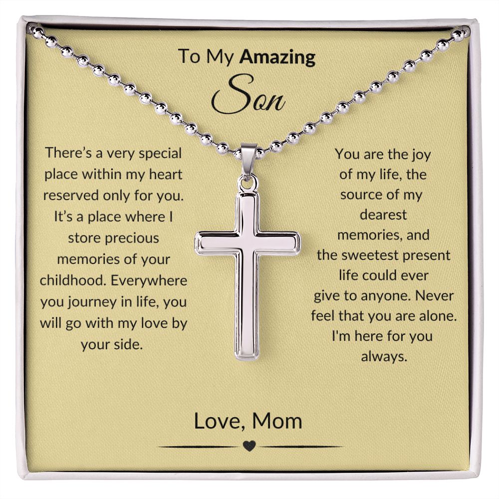 To My Amazing Son - Cross necklace with ball chain