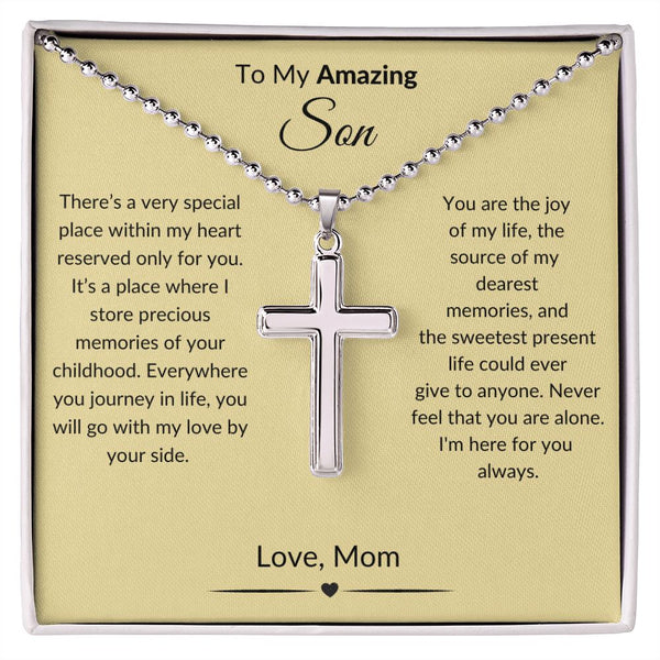 To My Amazing Son - Cross necklace with ball chain