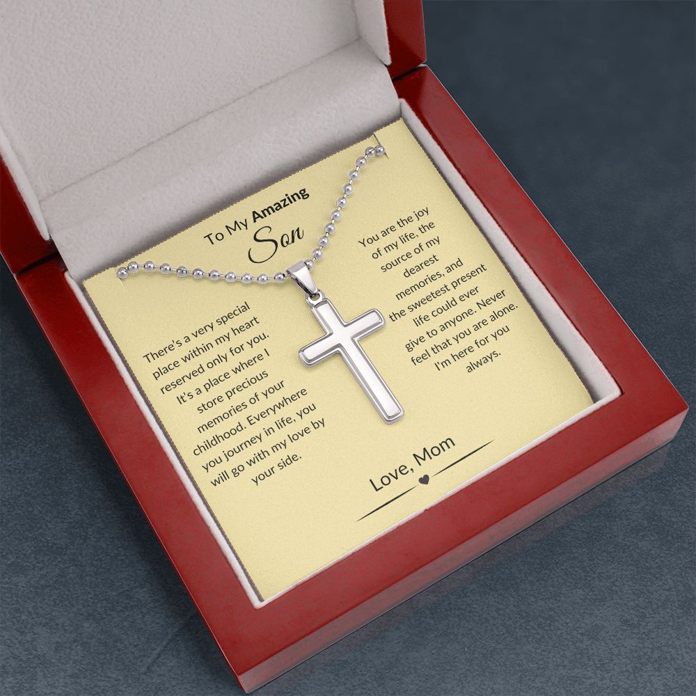 To My Amazing Son - Cross necklace with ball chain