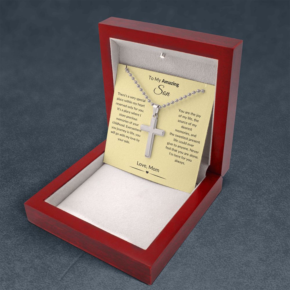 To My Amazing Son - Cross necklace with ball chain