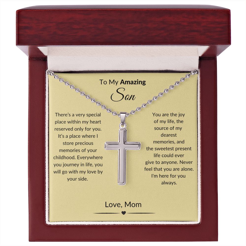 To My Amazing Son - Cross necklace with ball chain
