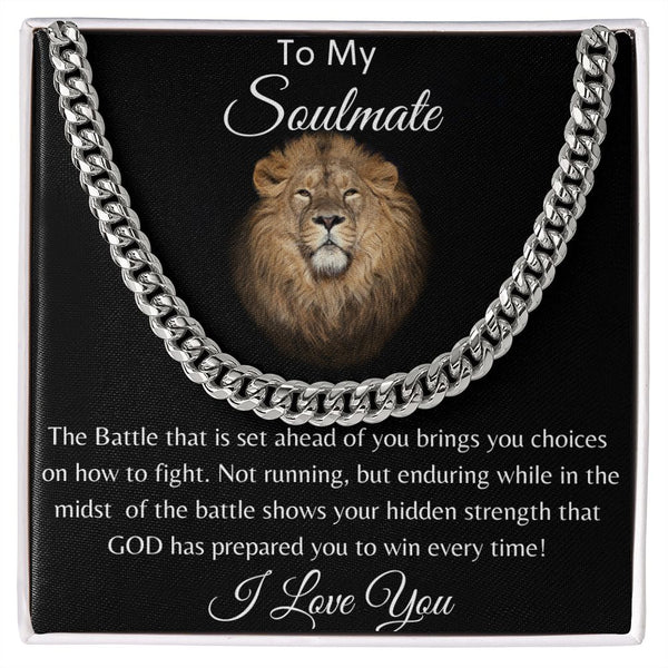 To My Soulmate Lion Hearted Cuban Link Necklace