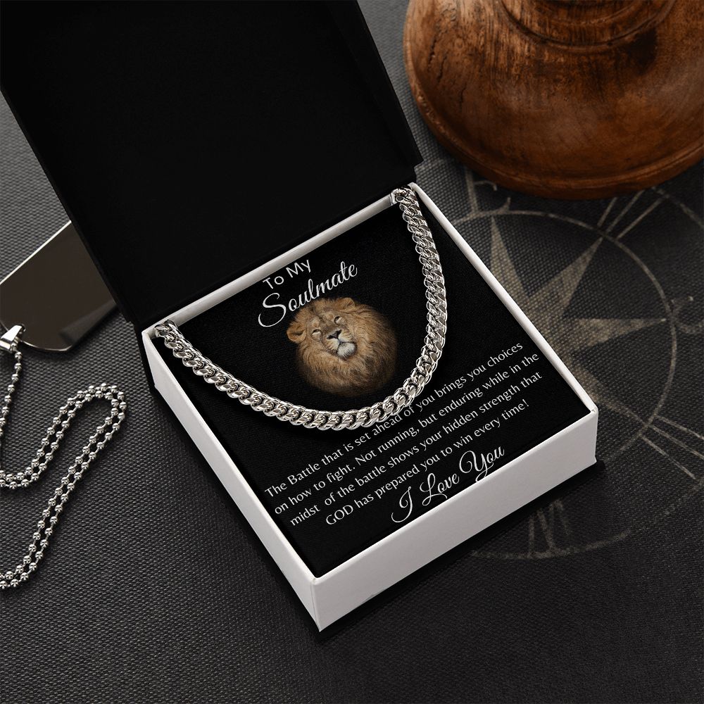 To My Soulmate Lion Hearted Cuban Link Necklace
