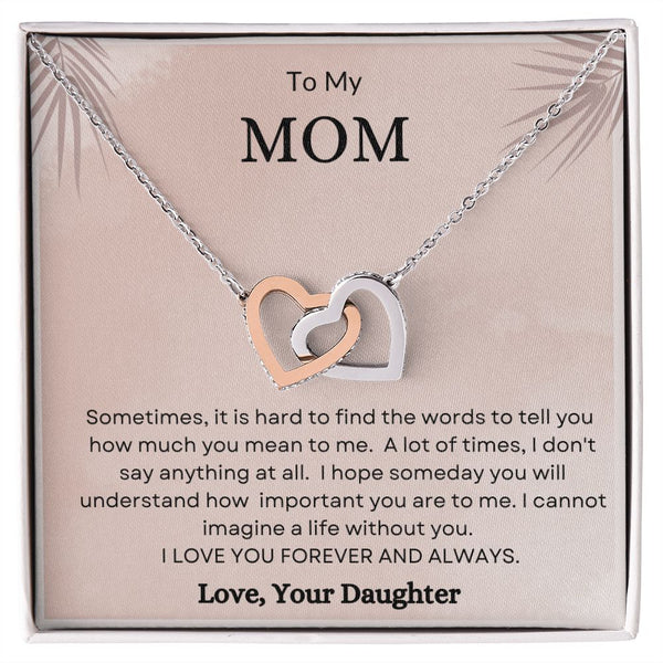 To My Mom | Interlocking Heart Necklace | From Daughter