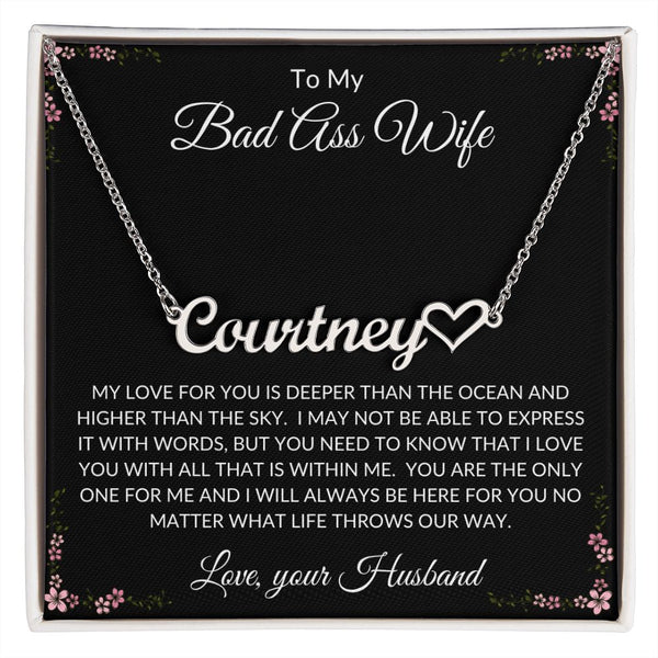 To My Bad Ass Wife - Custom Name Necklace